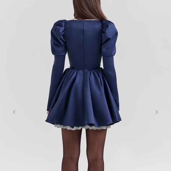 House Of Cb VENETIA
Midnight Satin Puff Sleeve Mini Dress - Picture 2 of 7